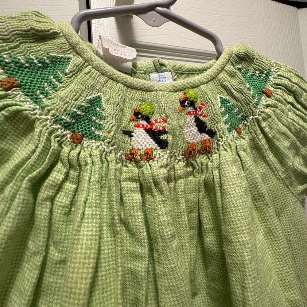 Charming Green Smocked Baby Dress - Picture 2 of 3